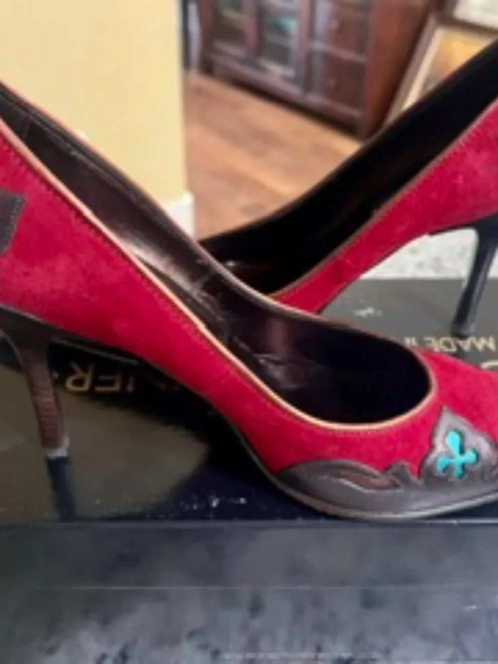 Donald Pliner Couture Pumps - Metallic, Red Suede with 